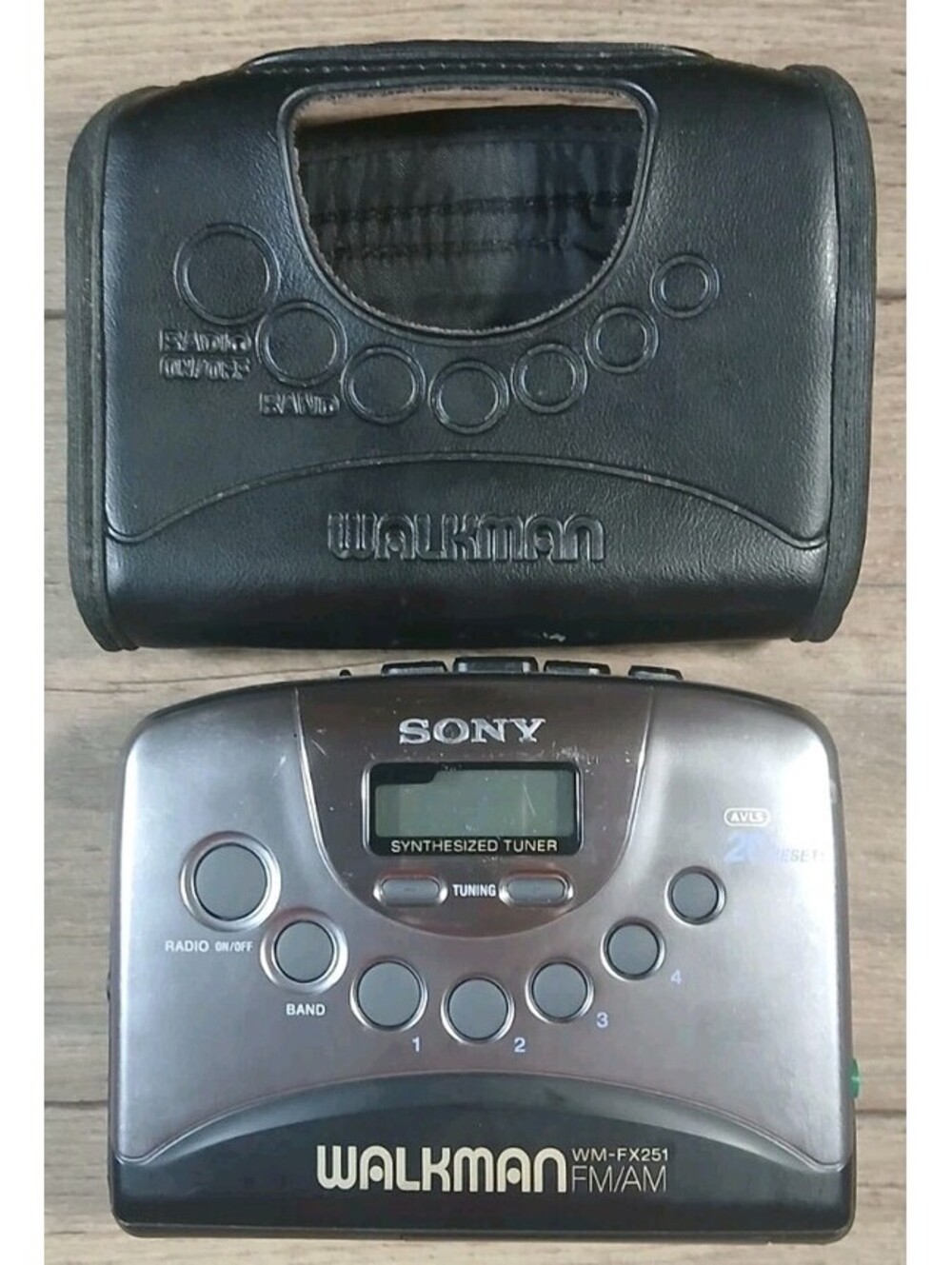 Sony Walkman WM-FX251 - AM/FM WORKS w/ Leather Case, Cassette Player Needs BELT